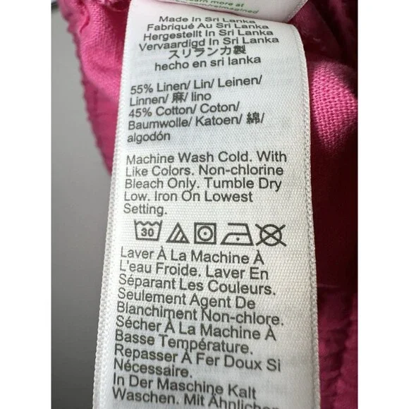 J. Crew Hot Pink Linen Blend Pull On Drawstring Elastic Waist Ankle Pant Women 2 - Picture 6 of 10